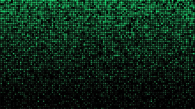Vector glitch texture background Abstract halftone with noise effect and dots Screen with matrix or binary code