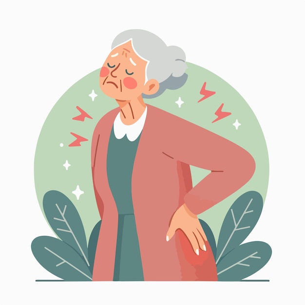 Vector vector grandma with back pain