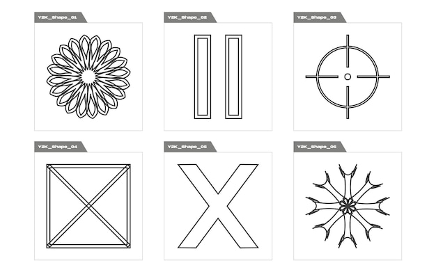 Vector vector graphic assets set trendy geometric postmodern figures objects in y2k style