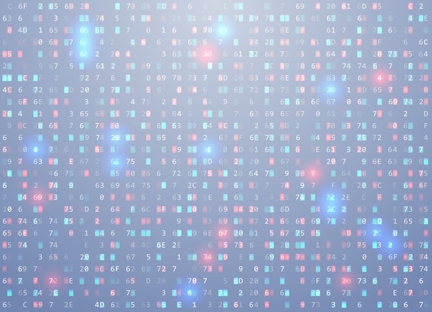 Vector vector hex code background with highlight an important element, error, memory vulnerability. 