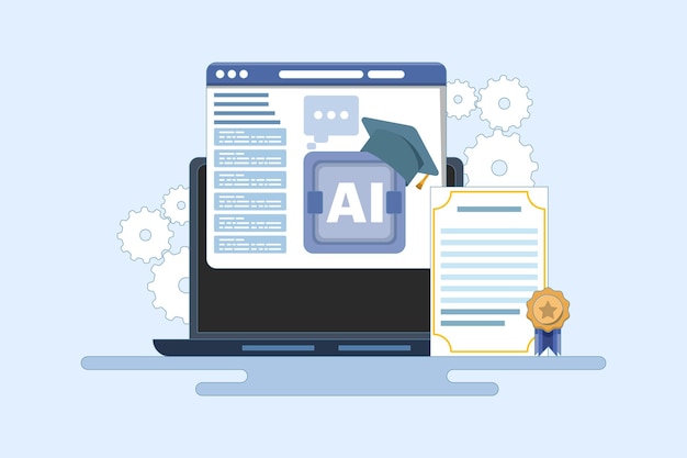 Vector vector illustration about ai certification course concept or ai course or online certification