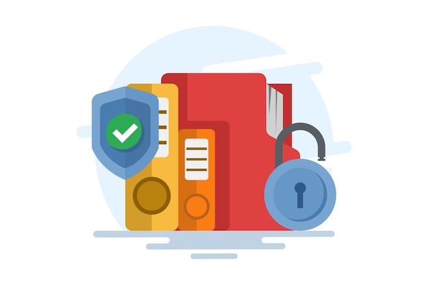 Vector vector illustration about concept of data security and privacy or file protection