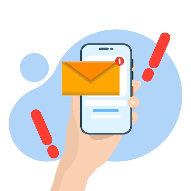 Vector vector illustration about concept of receiving notification of new messages or email notifications