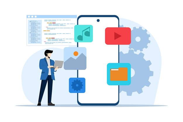vector illustration about concept of web development or programming language