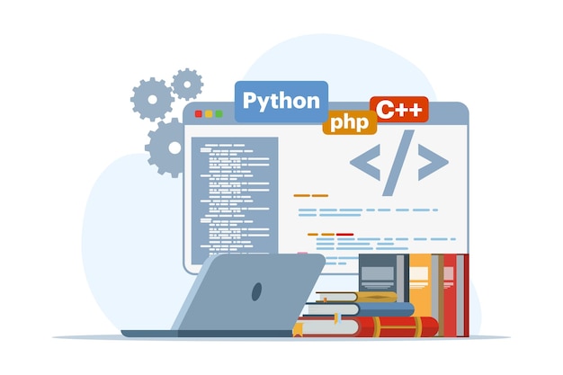 Vector vector illustration about concept of web development or programming language