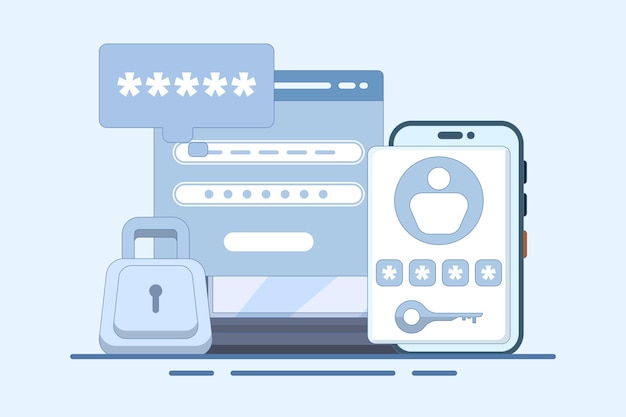 Vector vector illustration about onetime password concept or multifactor authentication