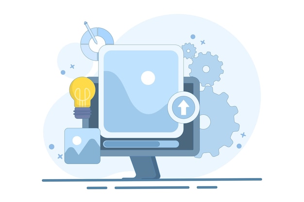 Vector vector illustration about web design concept or ui ux and programmer with computer