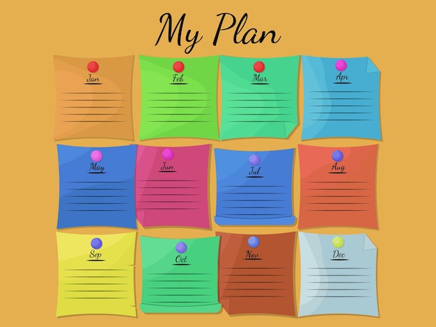 Vector vector illustration of activity plan for one year