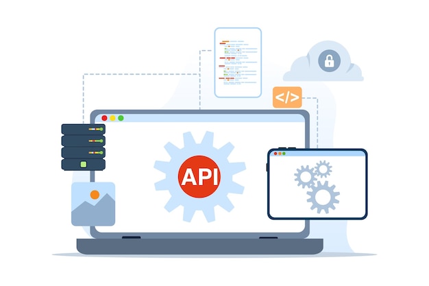 Vector vector illustration of api application programming interface concept of coding service