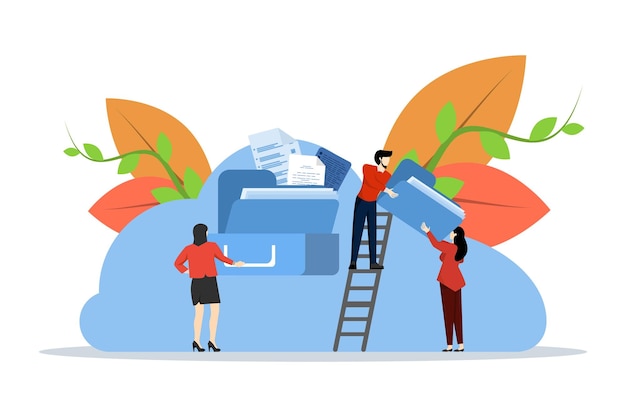 Vector vector illustration of the concept of cloud storage or online data storage