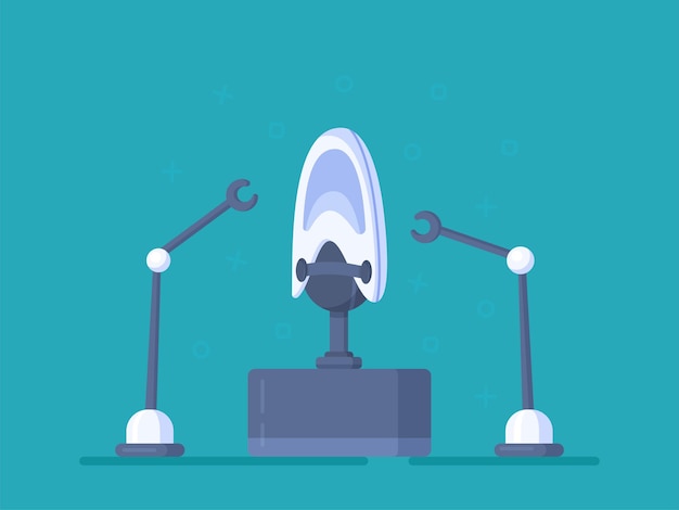 Vector vector illustration of the concept of developing bionic prosthetic legs bionic prosthetic leg