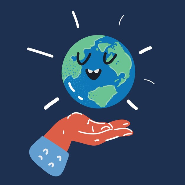 Vector vector illustration of of day of earth over dark backround