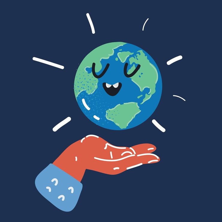 Vector vector illustration of of day of earth over dark backround