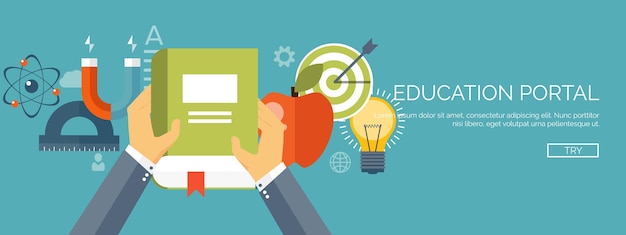 Vector vector illustration flat backgrounds set distance education learning online courses web school