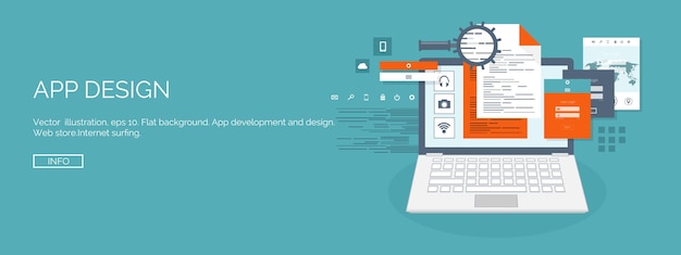 Vector vector illustration flat computing background programming coding web development search engine