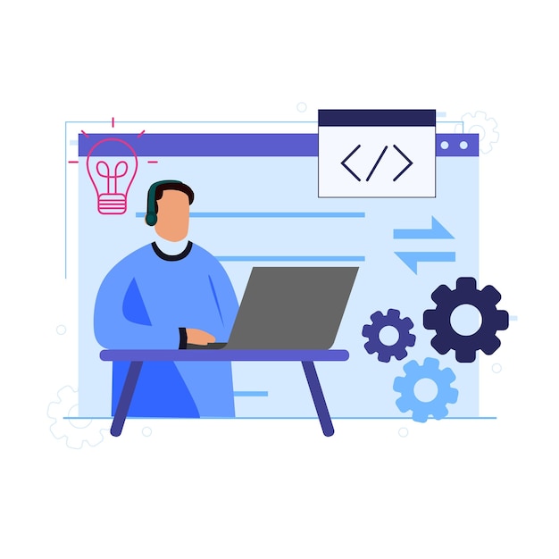 vector illustration flat design concept of software development programming and coding