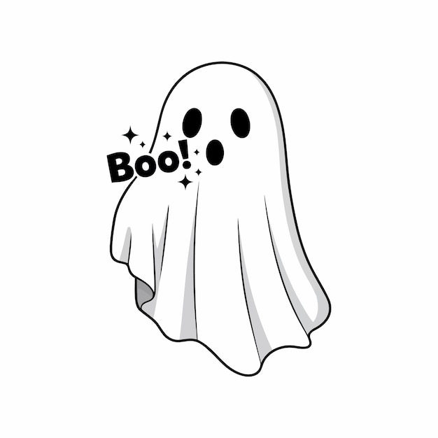 Vector vector illustration of ghost saying boo with sparkling effect illustration