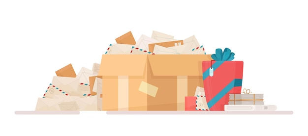 Vector vector illustration of gift post gift wrapping for a loved one valentines day