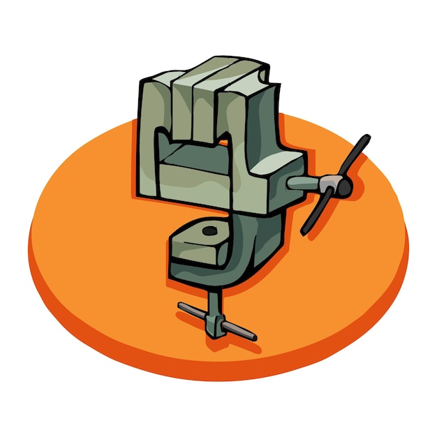 Vector vector illustration of a machine vise in cartoon style