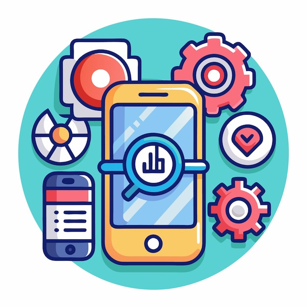 Vector vector illustration of mobile technology and digital tools icons set for app development internet of things and smart devices