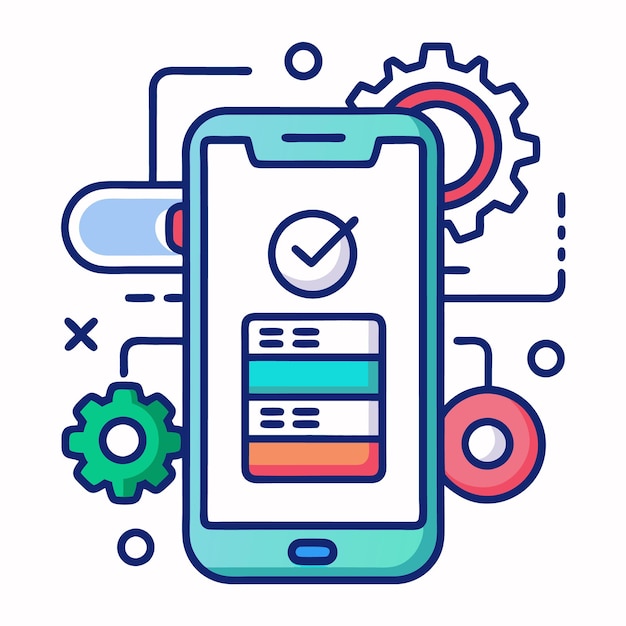 Vector vector illustration of mobile technology and digital tools icons set for app development internet of things and smart devices