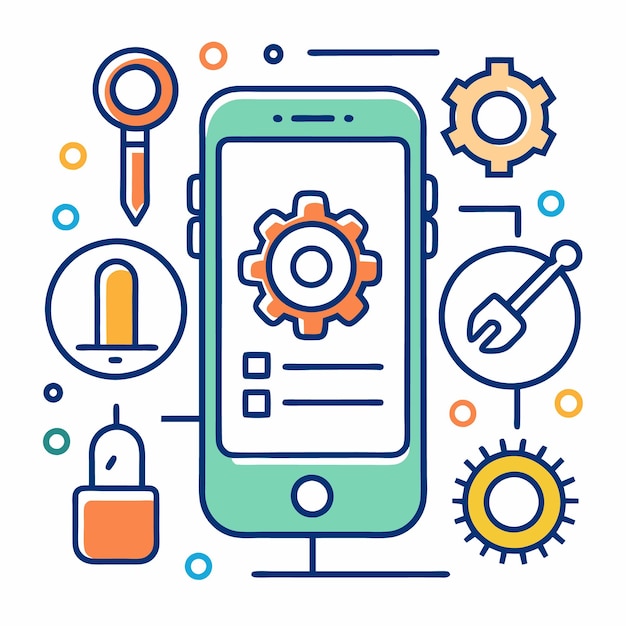 Vector vector illustration of mobile technology and digital tools icons set for app development internet of things and smart devices