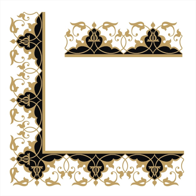 vector illustration of ornamental corner design frame border in arabic style