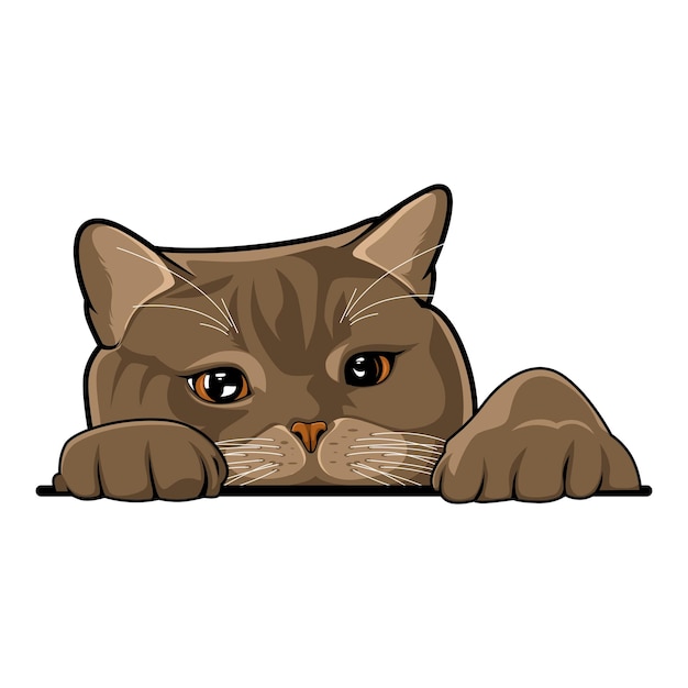 Vector vector illustration of a sad cat