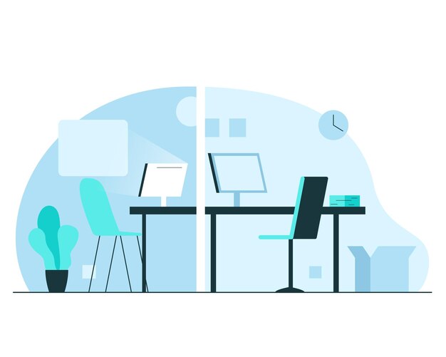 Vector vector illustration showing online video training or consultation via webcam