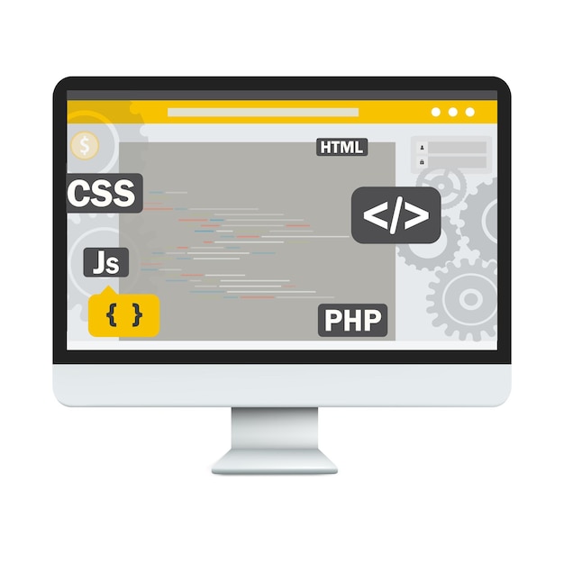 Vector vector illustration of web and app development programming and coding