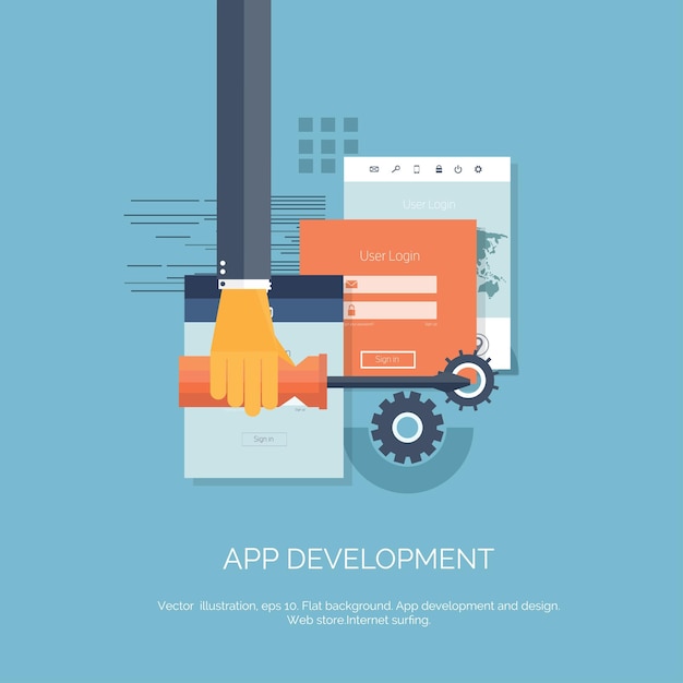 Vector vector illustration web search flat computing background programming coding development search