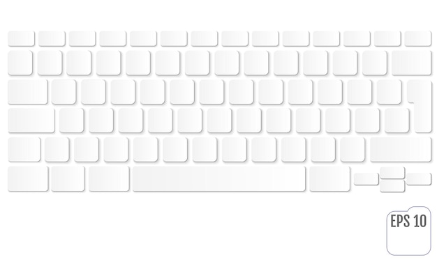 Vector vector illustration of white modern laptop keyboard, clean key concept