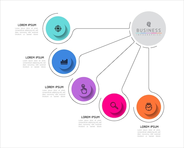 Vector vector infographic business presentation template with circular interconnection with 5 options