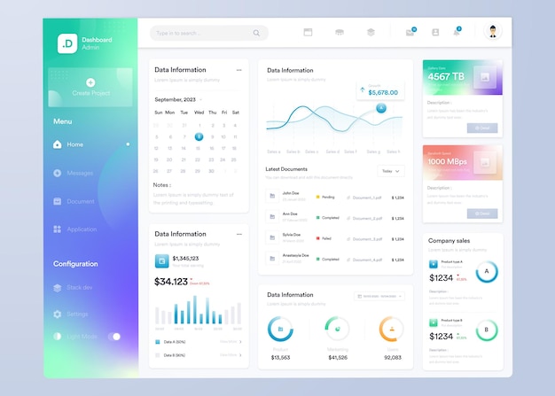 Vector vector infographic dashboard ui ux design with graphs charts and diagrams web interface template