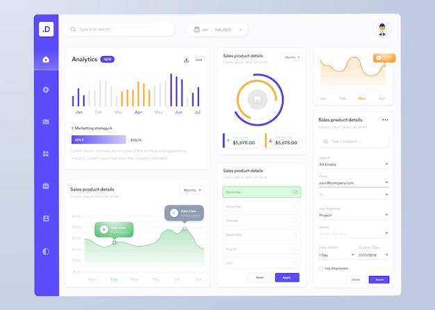 Vector vector infographic dashboard ui ux design with graphs charts and diagrams web interface template