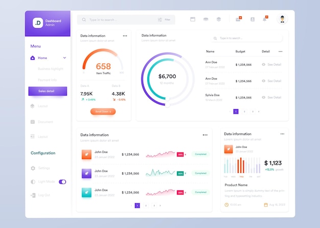 Vector vector infographic dashboard ui ux design with graphs charts and diagrams web interface template