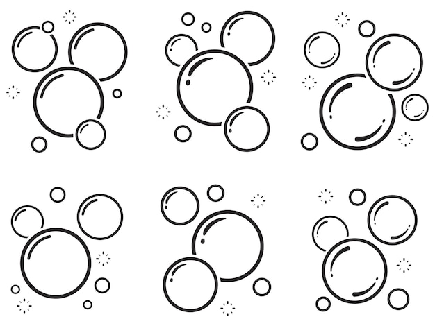 Vector vector line bubbles of fizzy drink isolated on white background doodle style