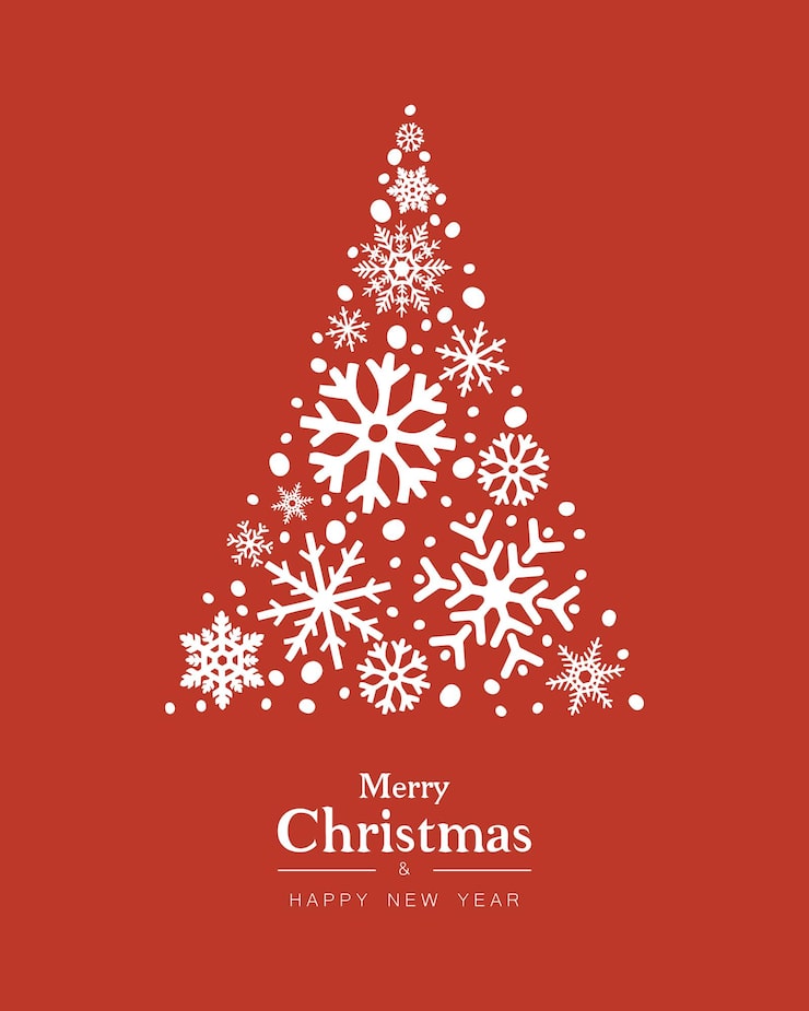 Vector vector merry christmas amp happy new year with xmas tree icon wallpaper on red backround