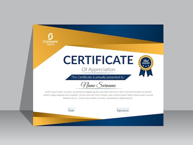 vector modern certificate design of completion for academic and business print document