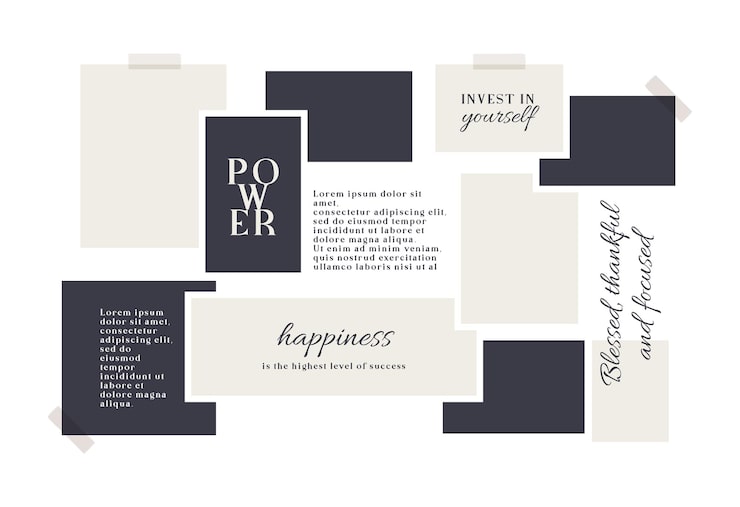 Vector vector photo collage template moodboard pictures grids vector illustration