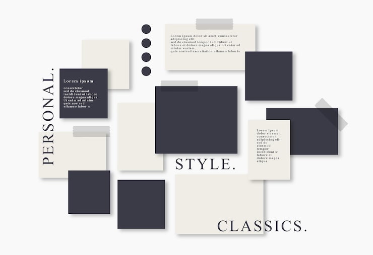 Vector vector photo collage template moodboard pictures grids vector illustration