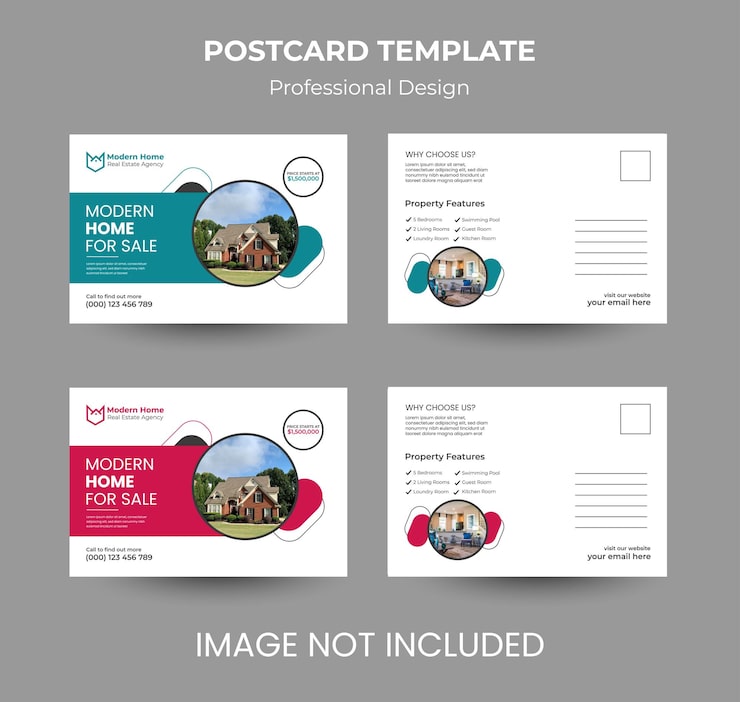 Vector vector real estate agency postcard template