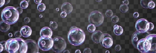 Vector vector realistic soap bubbles isolated on png