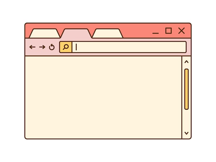 Vector retro browser Empty design template Nostalgic UI Retro vaporwave computer interface