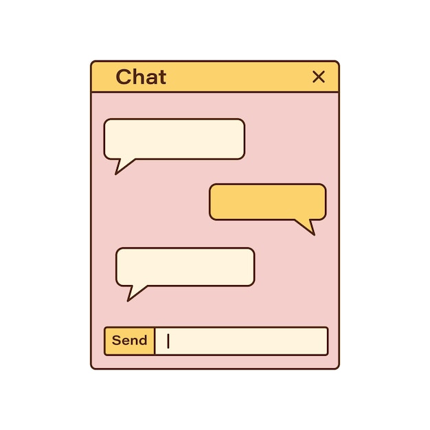 Vector vector retro chat window with speech bubbles nostalgic ui retro vaporwave computer interface chat template