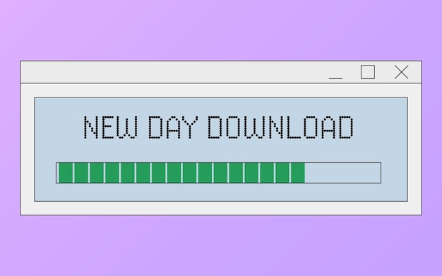Vector vector retro loading window. nostalgic ui. retro vaporwave computer interface. progress bar.