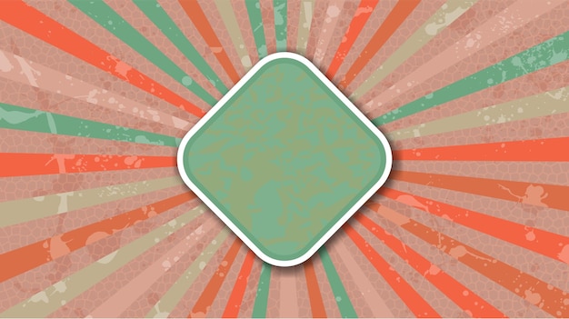 Vector vector retro vintage label on sunrays grunge texture background