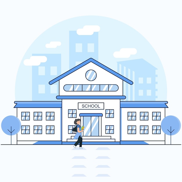Vector vector school building illustration