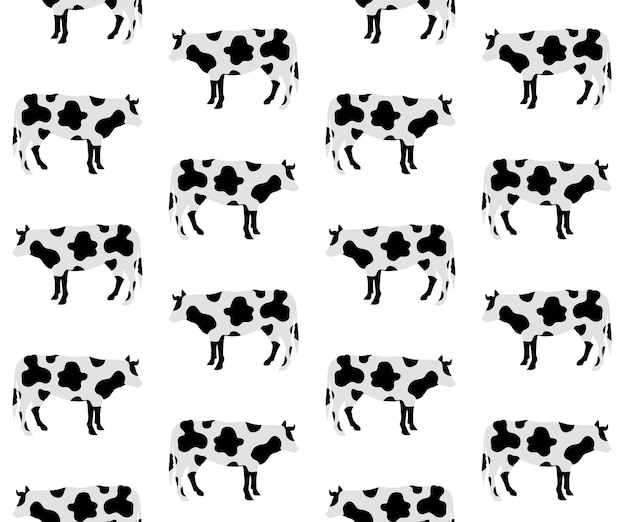 Vector vector seamless pattern of cow with cow print