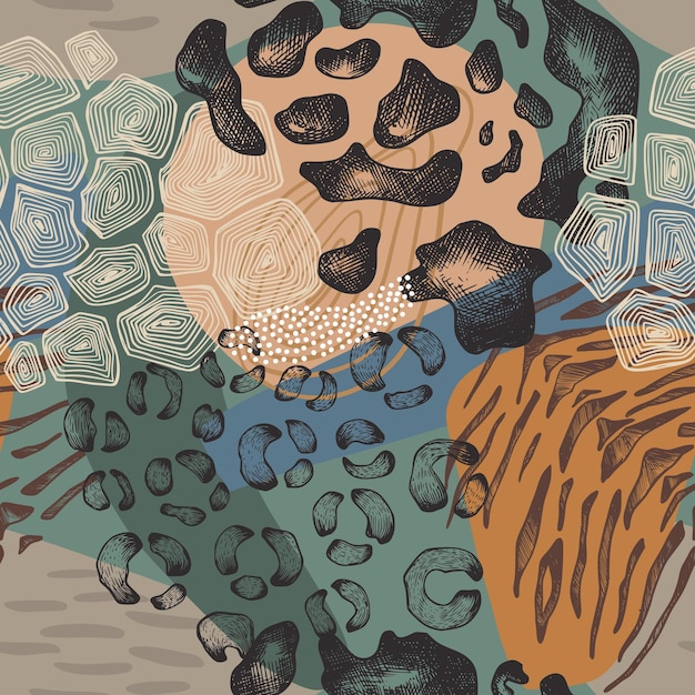 Vector vector seamless pattern with hand drawn animal skin ornament